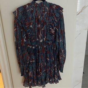 Ulla Johnson Blue and Maroon minidress